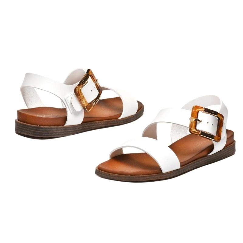 Ženske sandale ravne LS322625-WHT