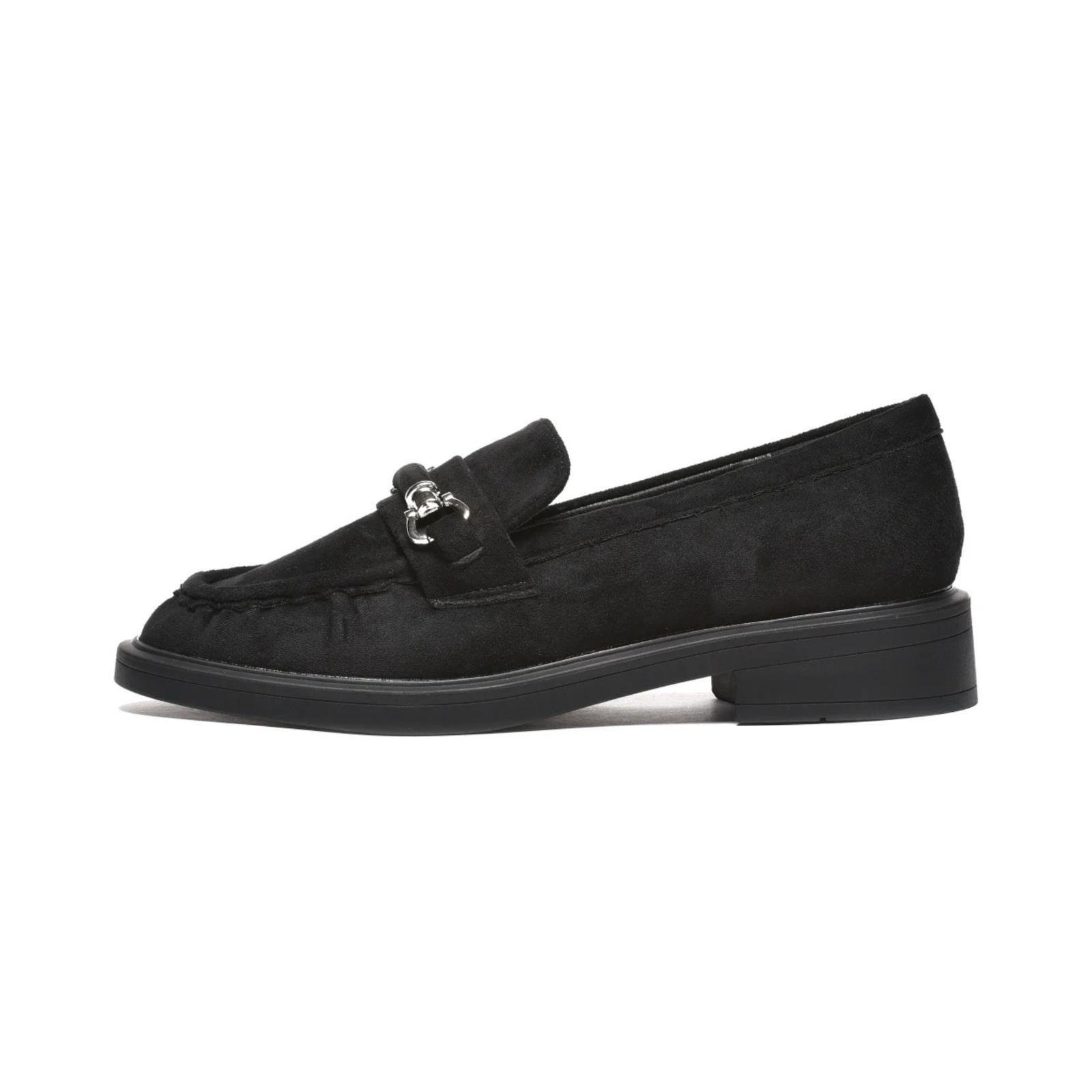 Ženske crna mokasine od velura - L212675-BLK