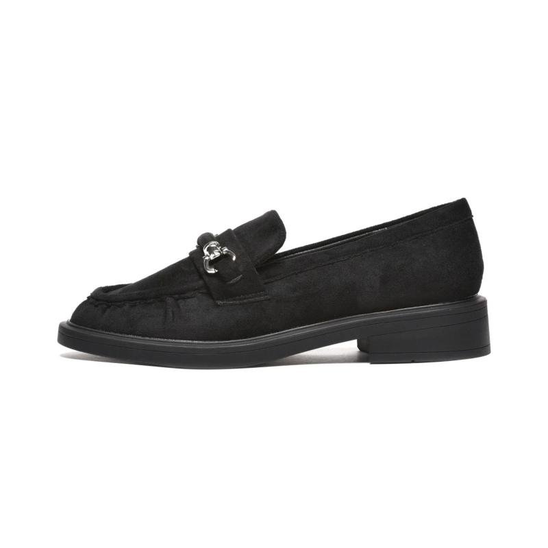 Ženske crna mokasine od velura - L212675-BLK
