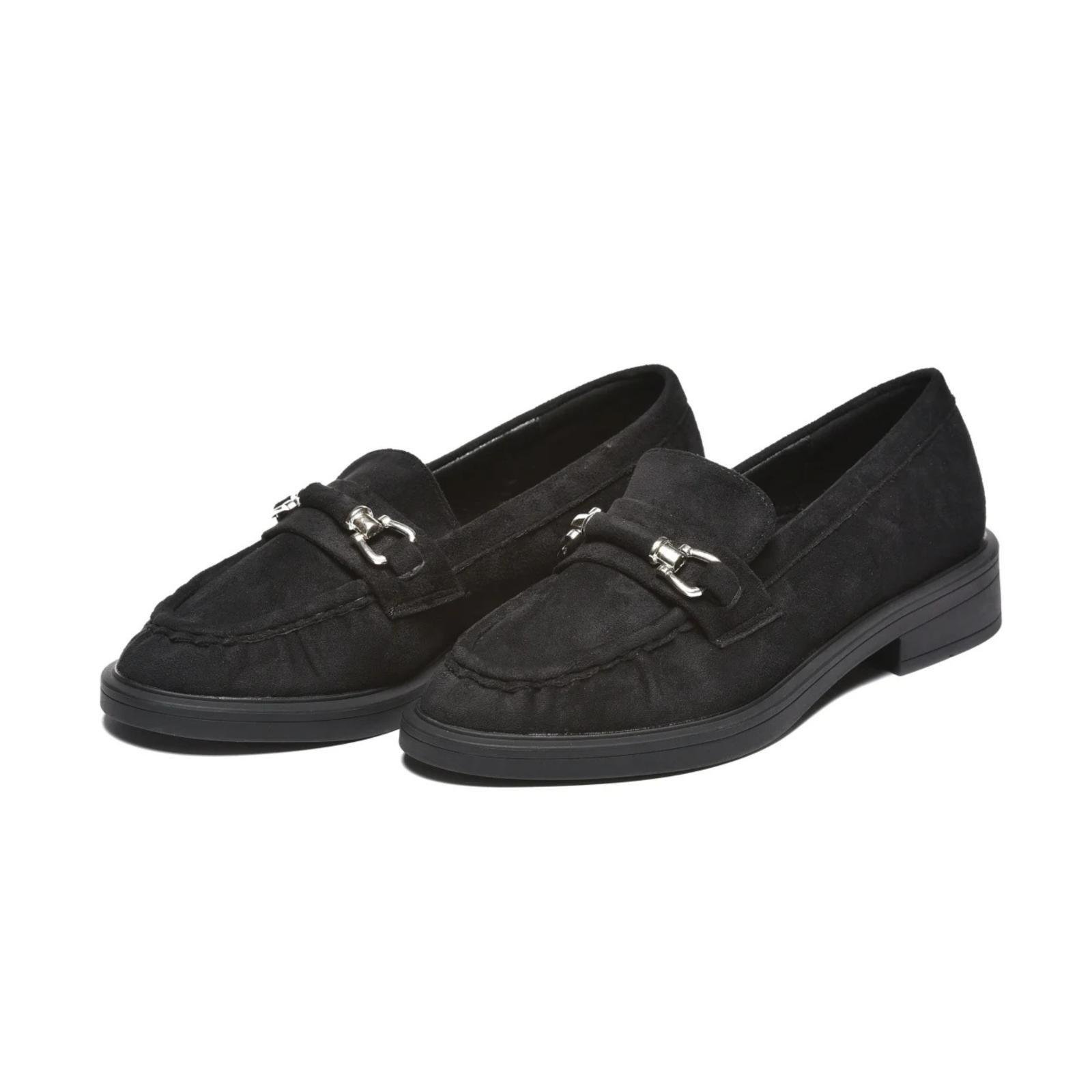 Ženske crna mokasine od velura - L212675-BLK