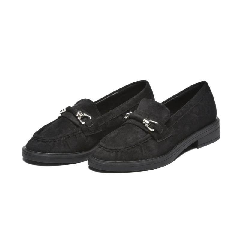 Ženske crna mokasine od velura - L212675-BLK