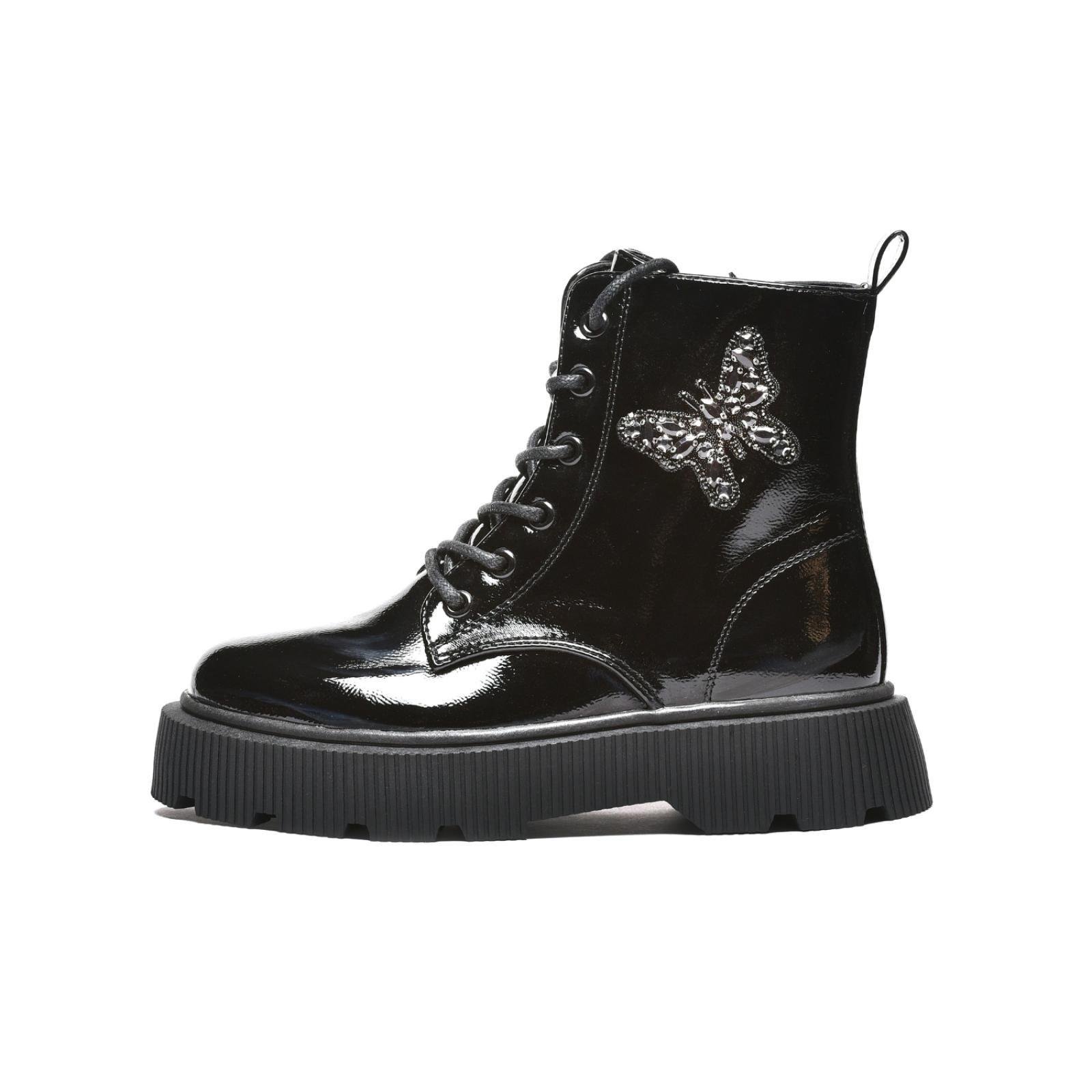 Dječije lakovane čizme sa leptirom - CH252662-BLK