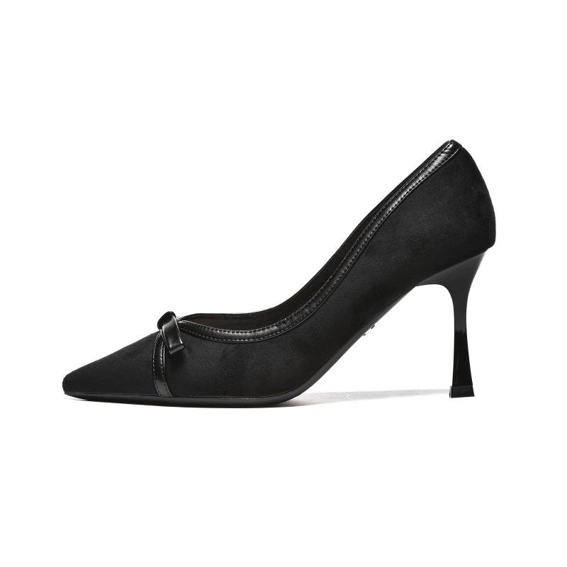 Ženske salonke sa elegantnom mašnom - L242668-BLK