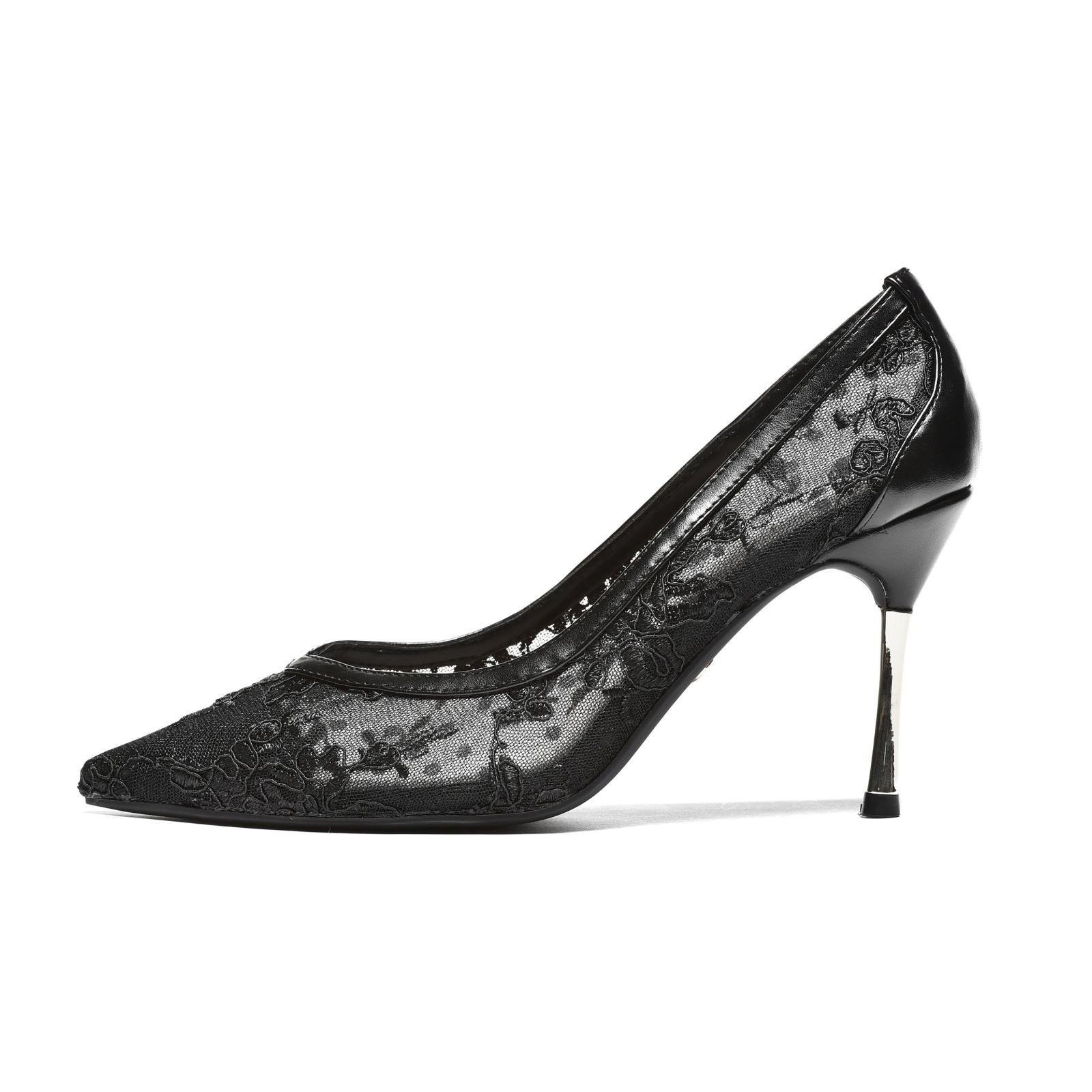 Ženske salonke sa čipkom- L242687-BLK