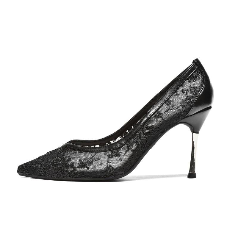 Ženske salonke sa čipkom- L242687-BLK