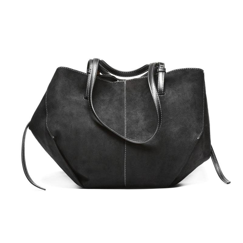 Ženska velur torba sa dodatnom torbicom - T012631-BLK