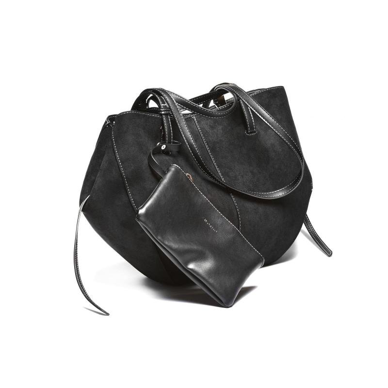 Ženska velur torba sa dodatnom torbicom - T012631-BLK