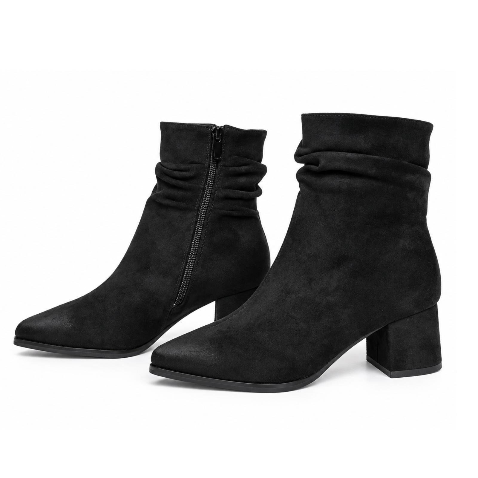 Ženske čizme sa debelom štiklom - LH352626-BLK