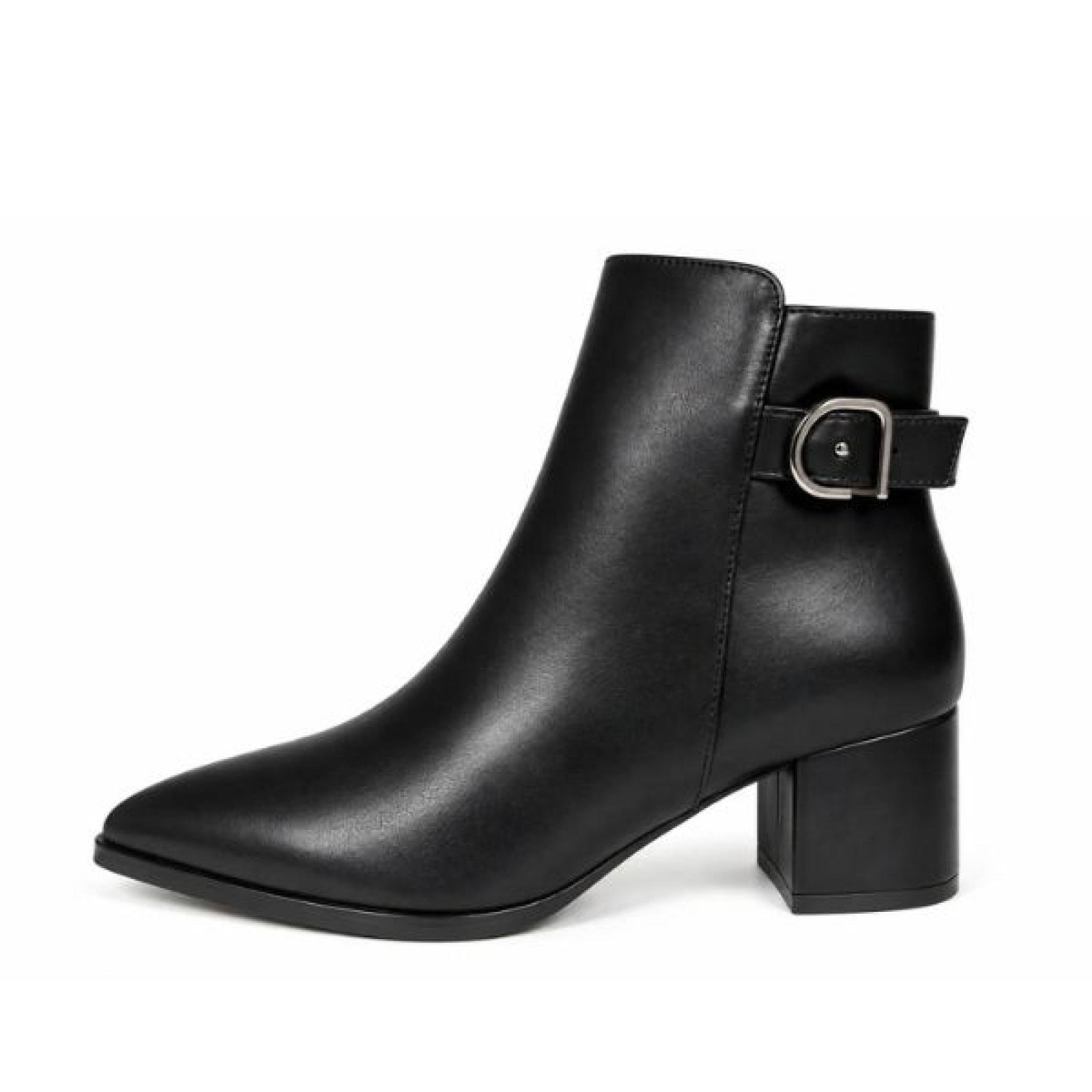 ŽENSKE ČIZME SA DEBELOM ŠTIKLOM I ELEGANTNIM KAIŠEM LH352625-BLK