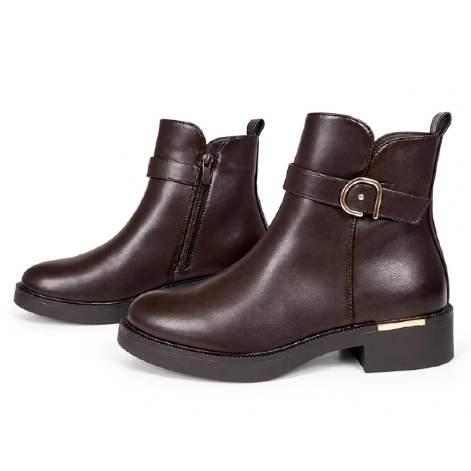 ŽENSKE ČIZME RAVNE SA ELEGANTNOM ZLATNOM KOPČOM LH352607-COF