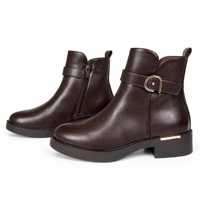 ŽENSKE ČIZME RAVNE SA ELEGANTNOM ZLATNOM KOPČOM LH352607-COF