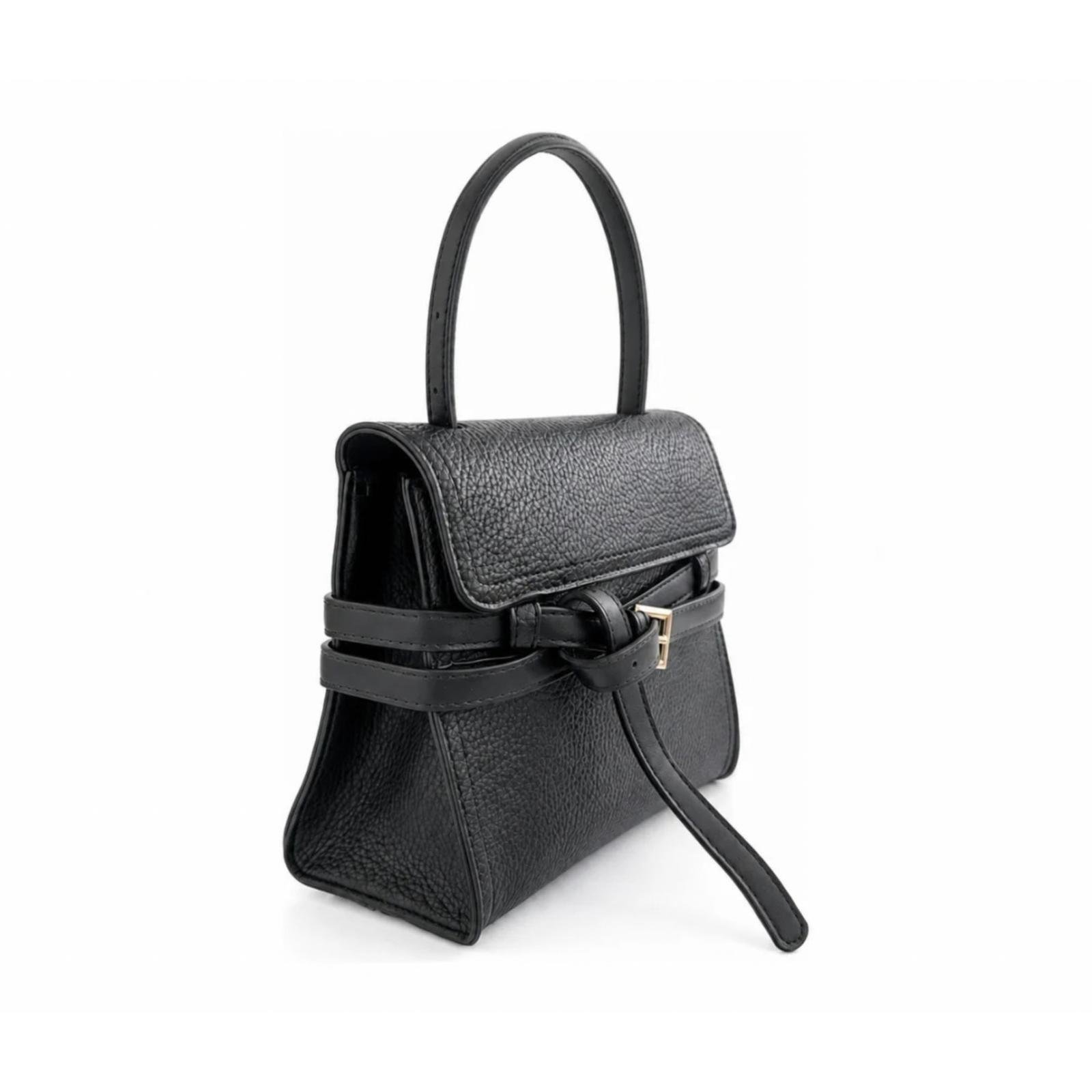 Torba sa ručkom i ukrasnim kaišem - T012691-BLK