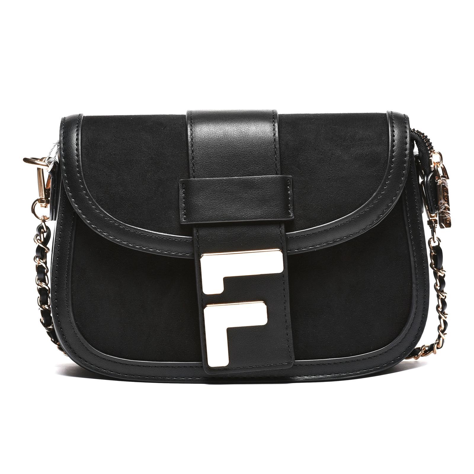 Torba sa preklopom i efektnom zlatnom kopčom - T012695-BLK