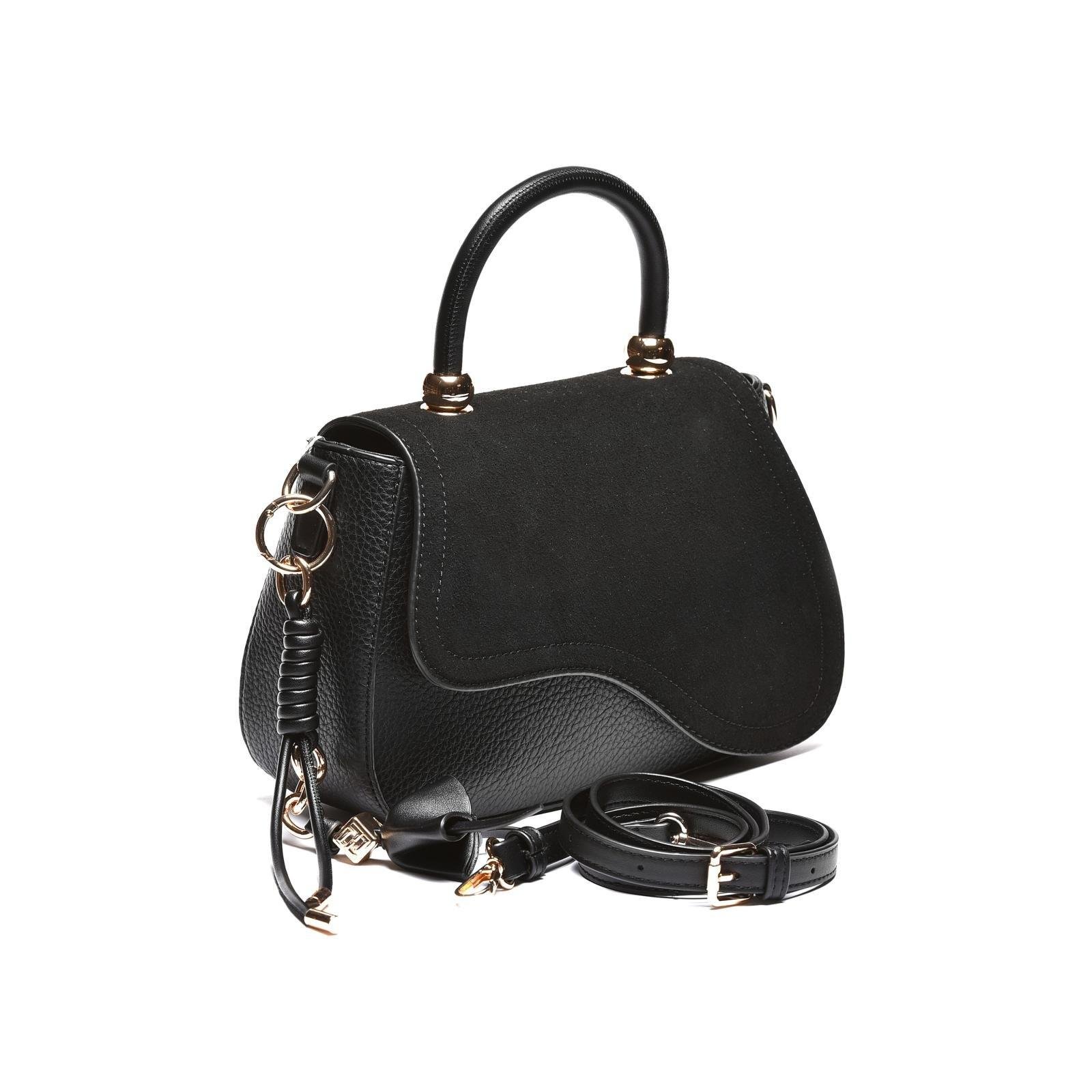 Torba kombinovane teksture sa ukrasnim privescima - T012697-BLK