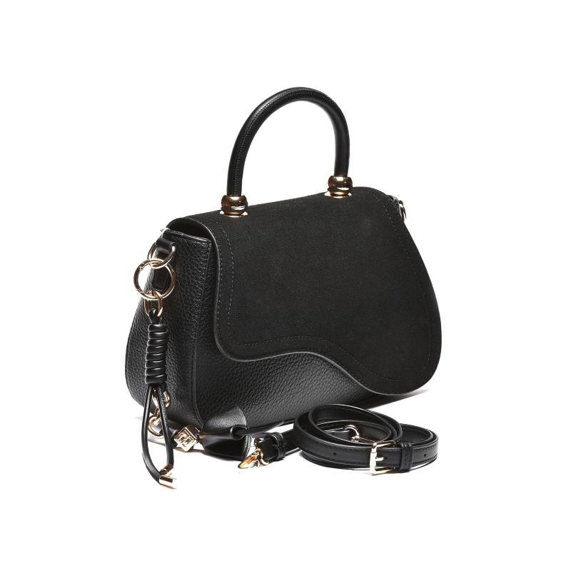 Torba kombinovane teksture sa ukrasnim privescima - T012697-BLK