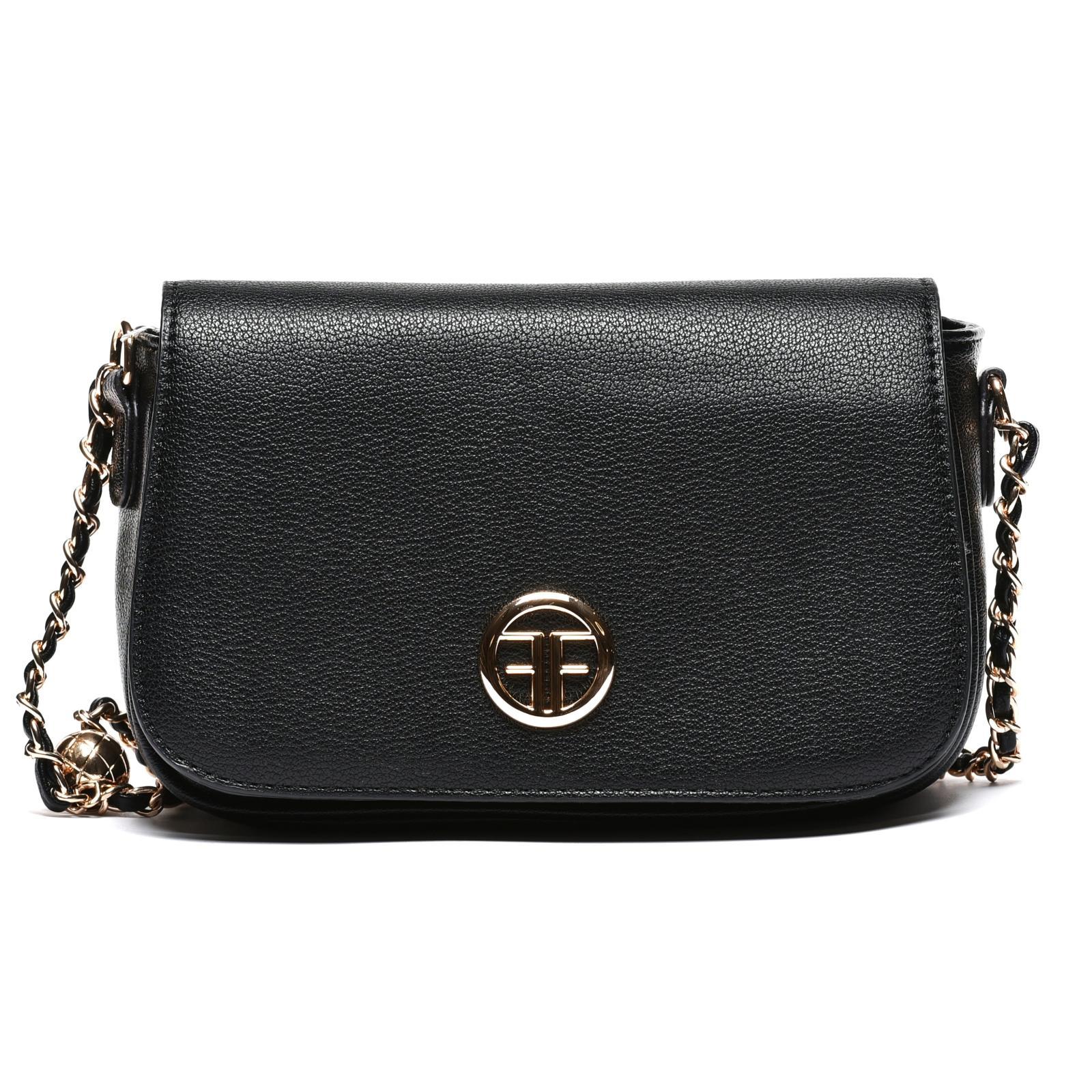 Elegantna torbica sa preklopom i lancem - T012696-BLK