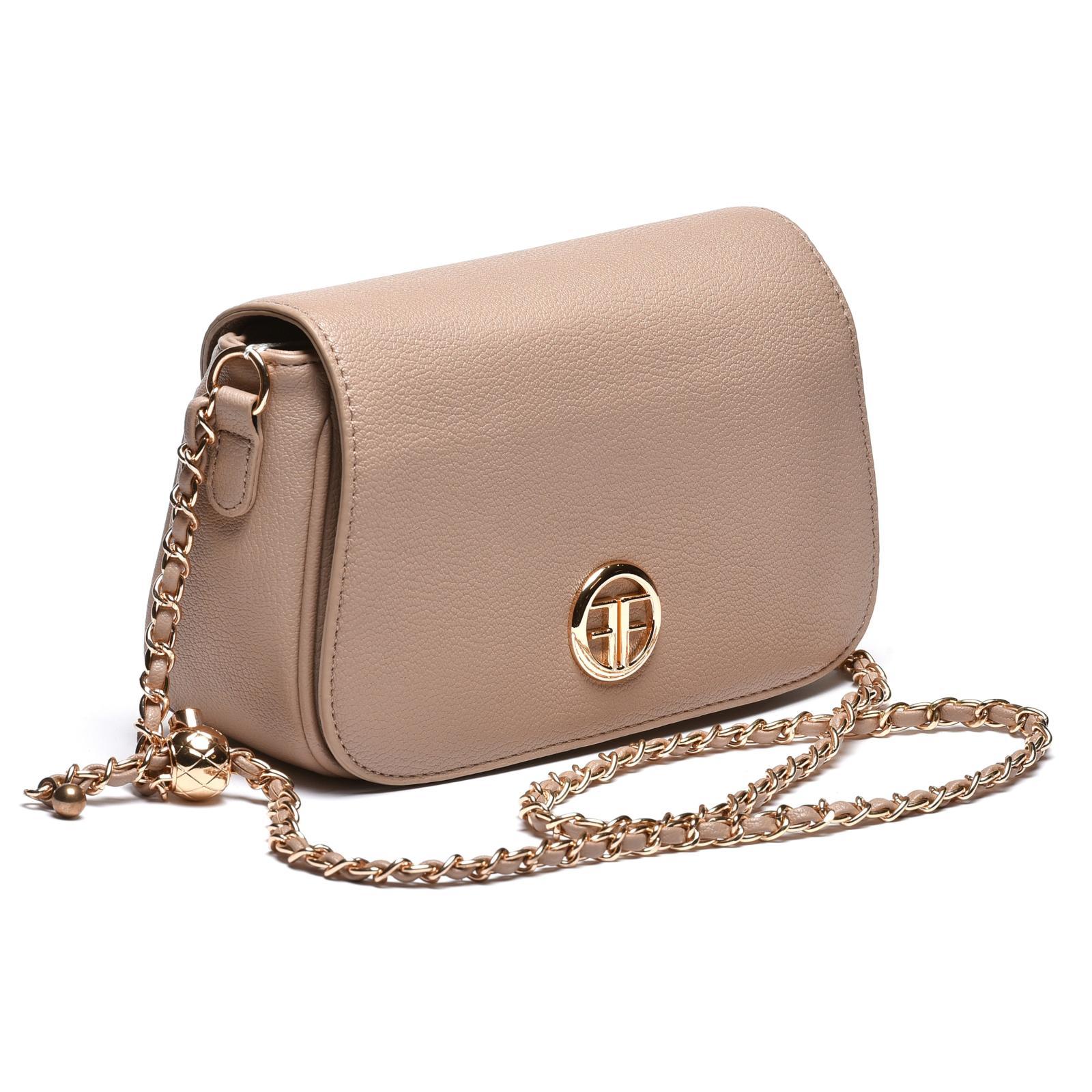 Elegantna torbica sa preklopom i lancem - T012696-BEI