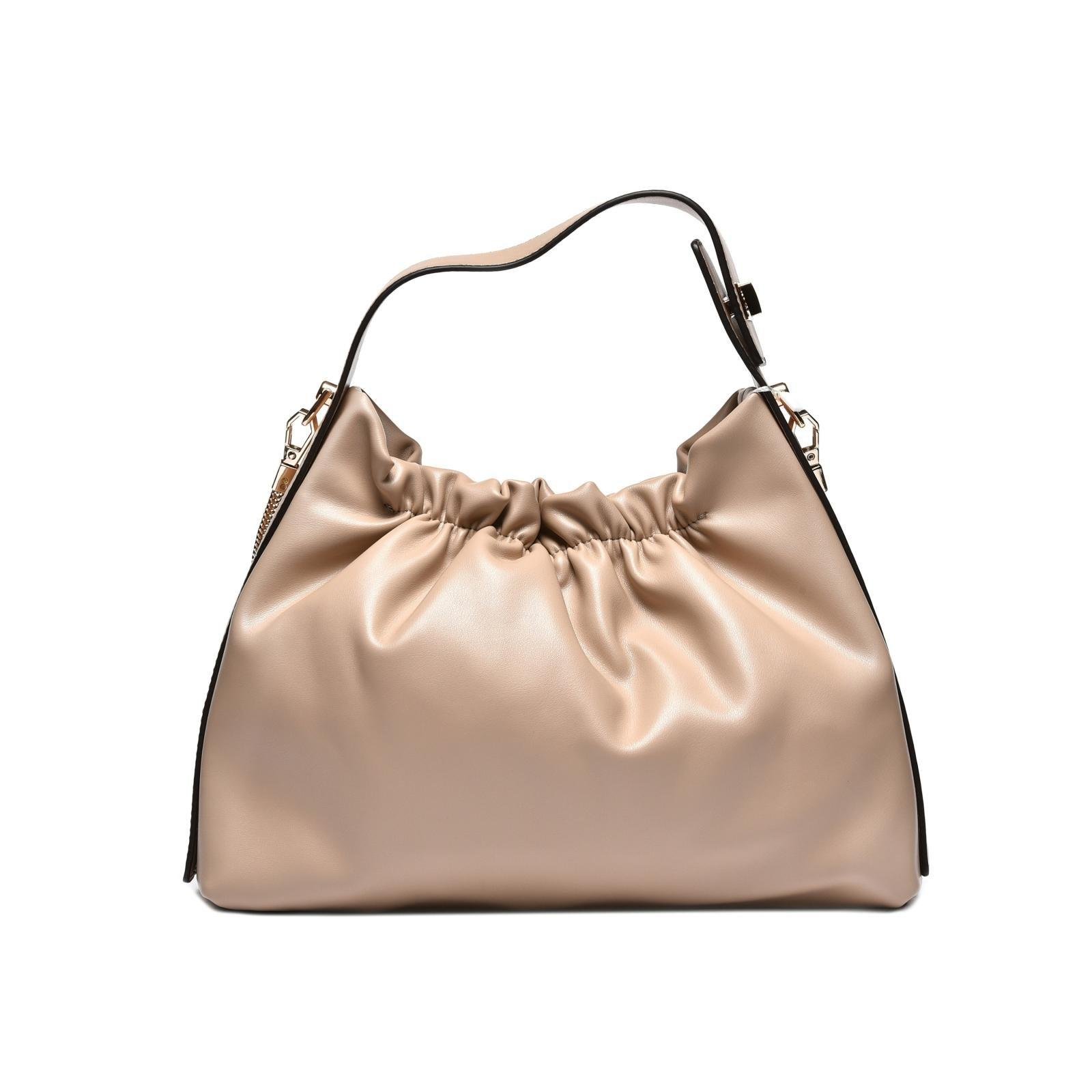 Torba mekane nabrane forme sa zlatnim detaljima - T012692-BEI
