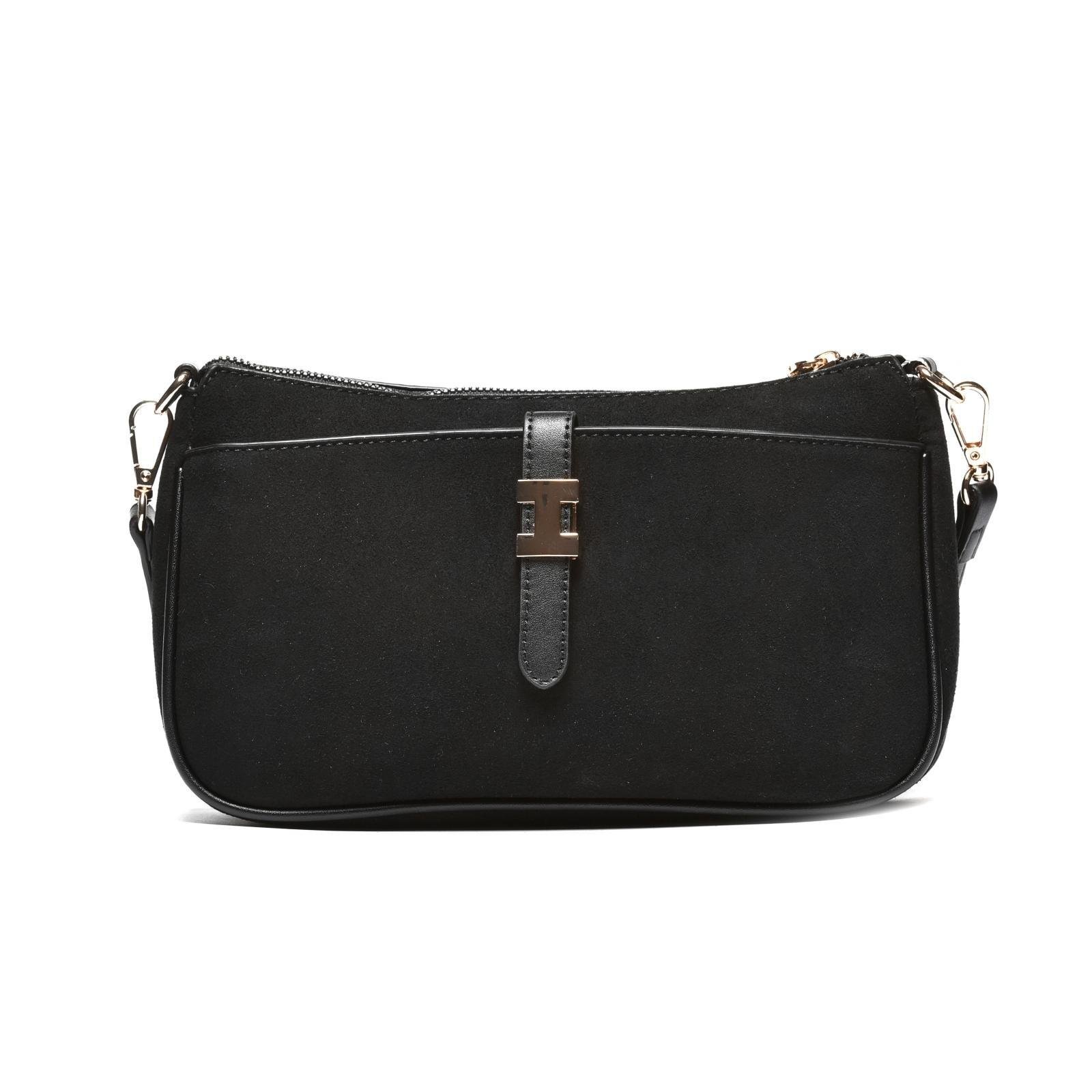 Ženska elegantna torbica sa dekorativnom metalnom kopčom - T012683-BLK