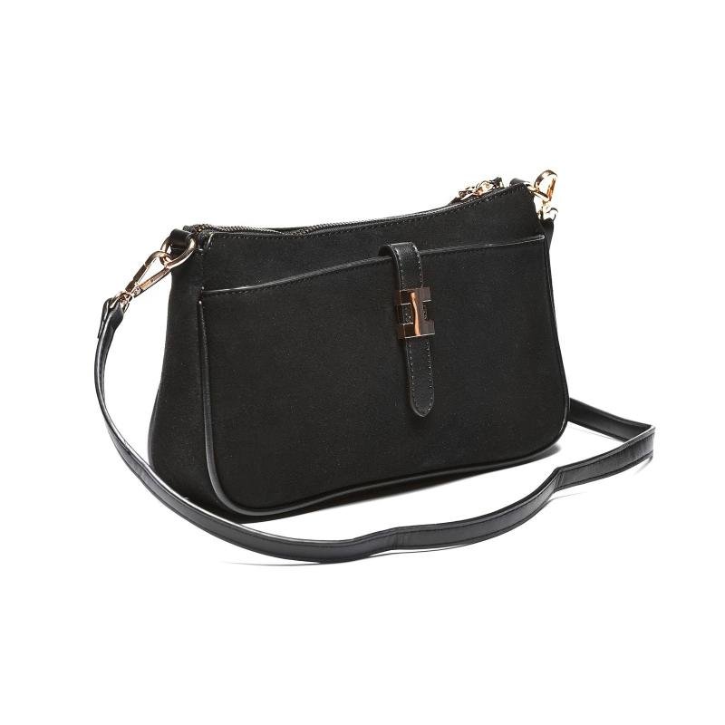 Ženska elegantna torbica sa dekorativnom metalnom kopčom - T012683-BLK