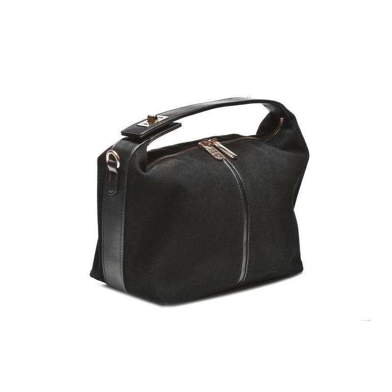 Ženska torba sa ukrasnim kaiševima i priveskom - T012684-BLK