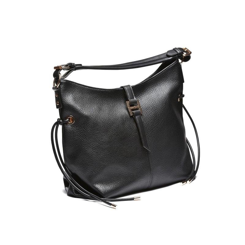 Ženska torba mekane forme sa ukrasnim kaišem - T012643-BLK
