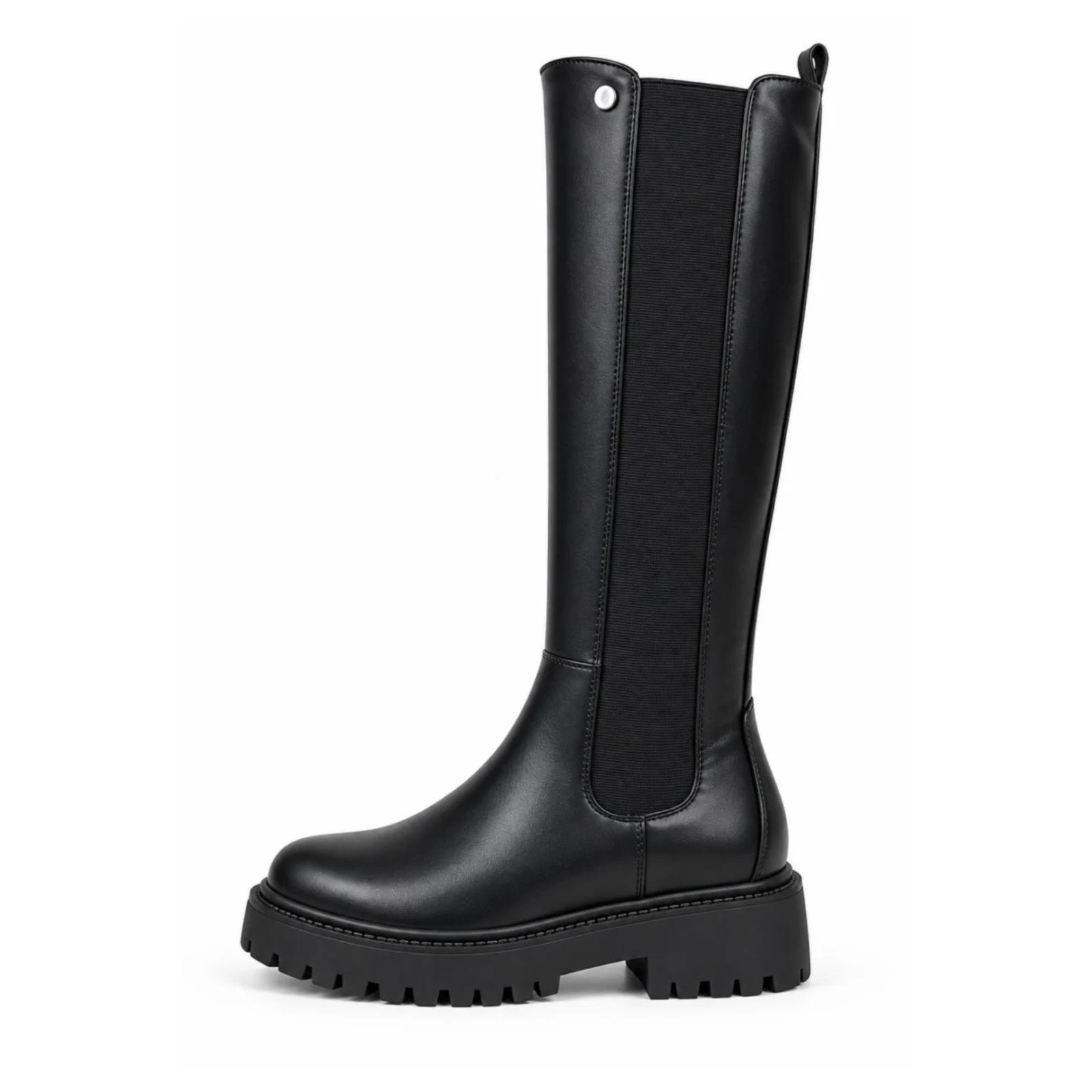Ženske duge čizme sa masivnom đonom - LX352644-BLK