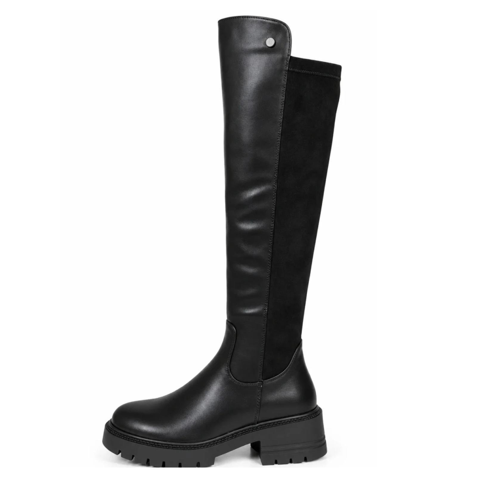 Ženske duge ravne čizme - LX352645-BLK