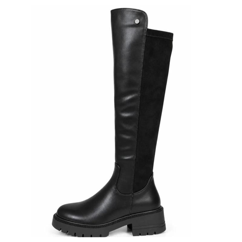 Ženske duge ravne čizme - LX352645-BLK