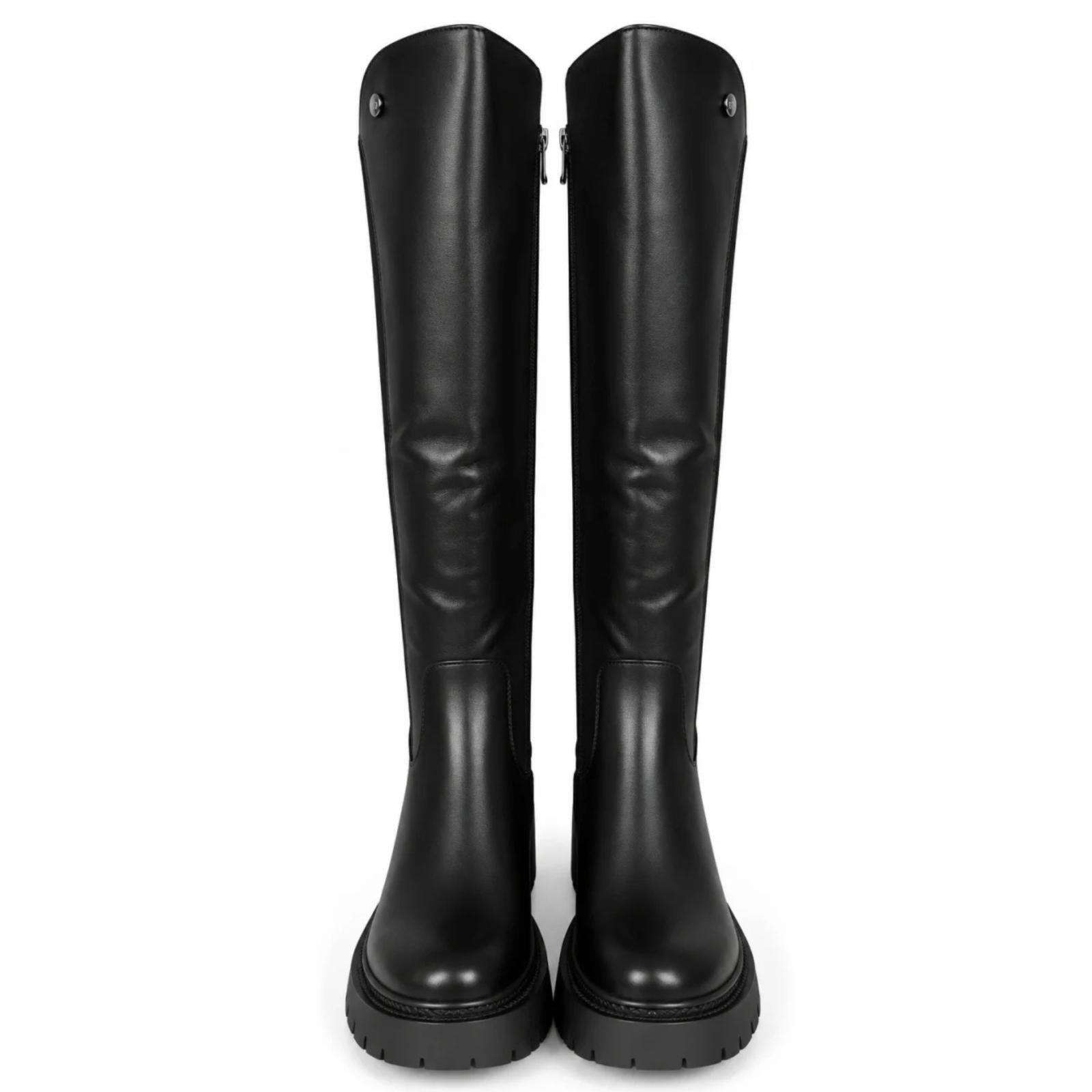 Ženske duge ravne čizme - LX352645-BLK
