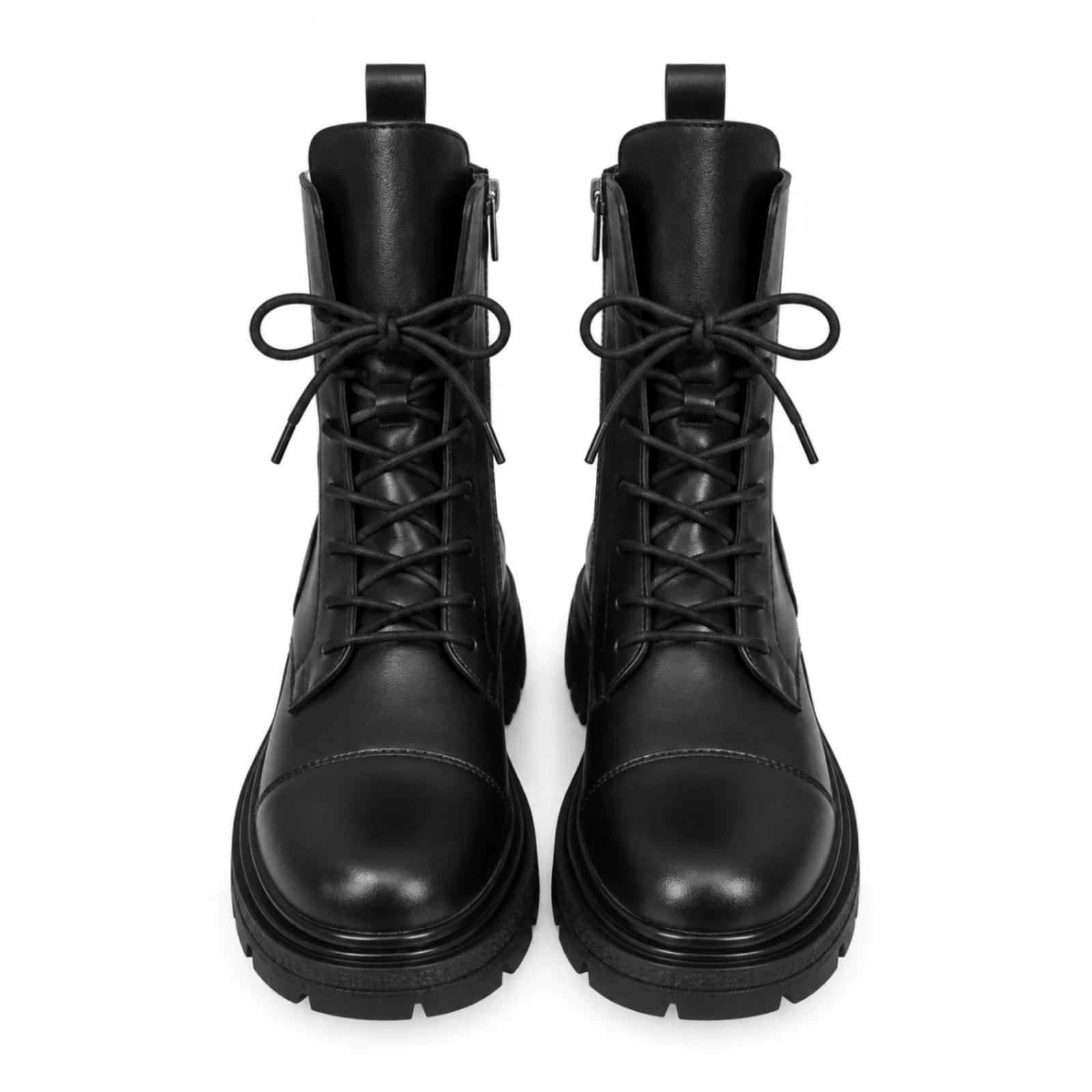 Ženske KOŽNE čizme sa pertlama - LH81A2620-BLK