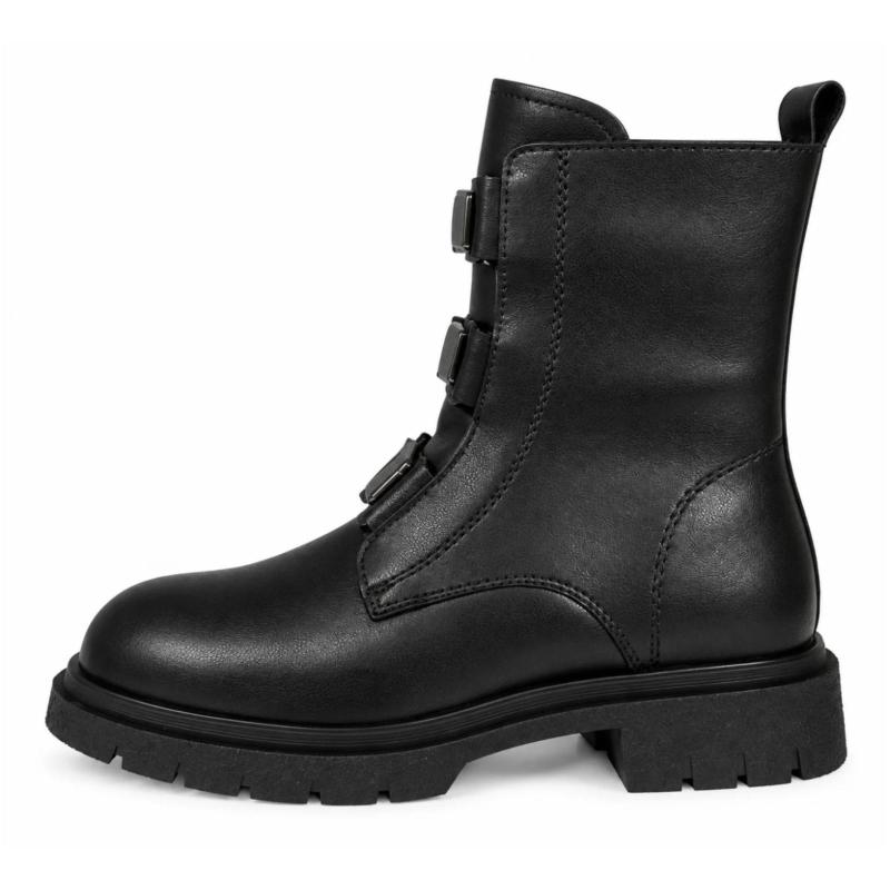 Ženske KOŽNE čizme sa masivnim đonom - LH81A2616-BLK-PU