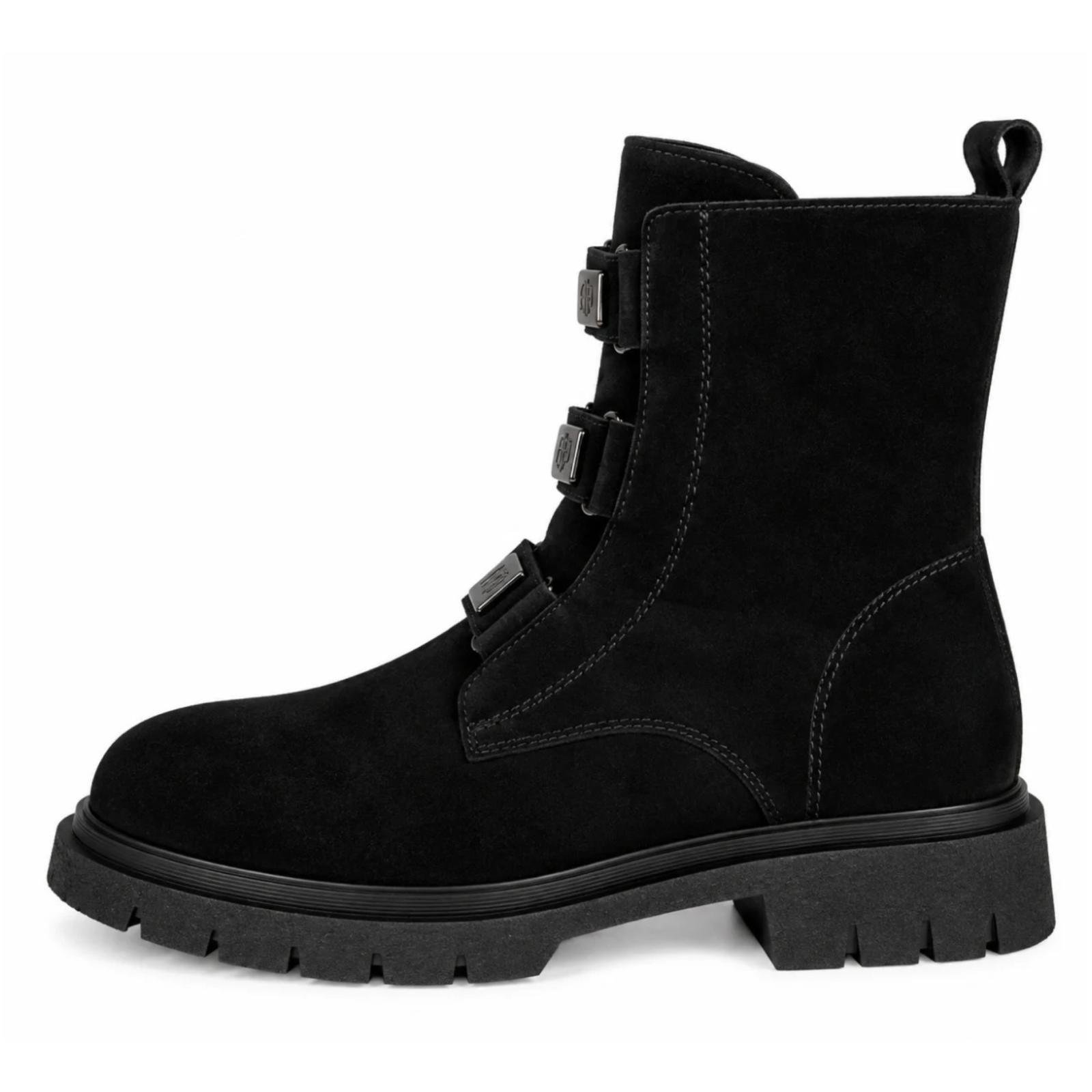 Ženske KOŽNE čizme sa masivnim đonom - LH81A2616-BLK