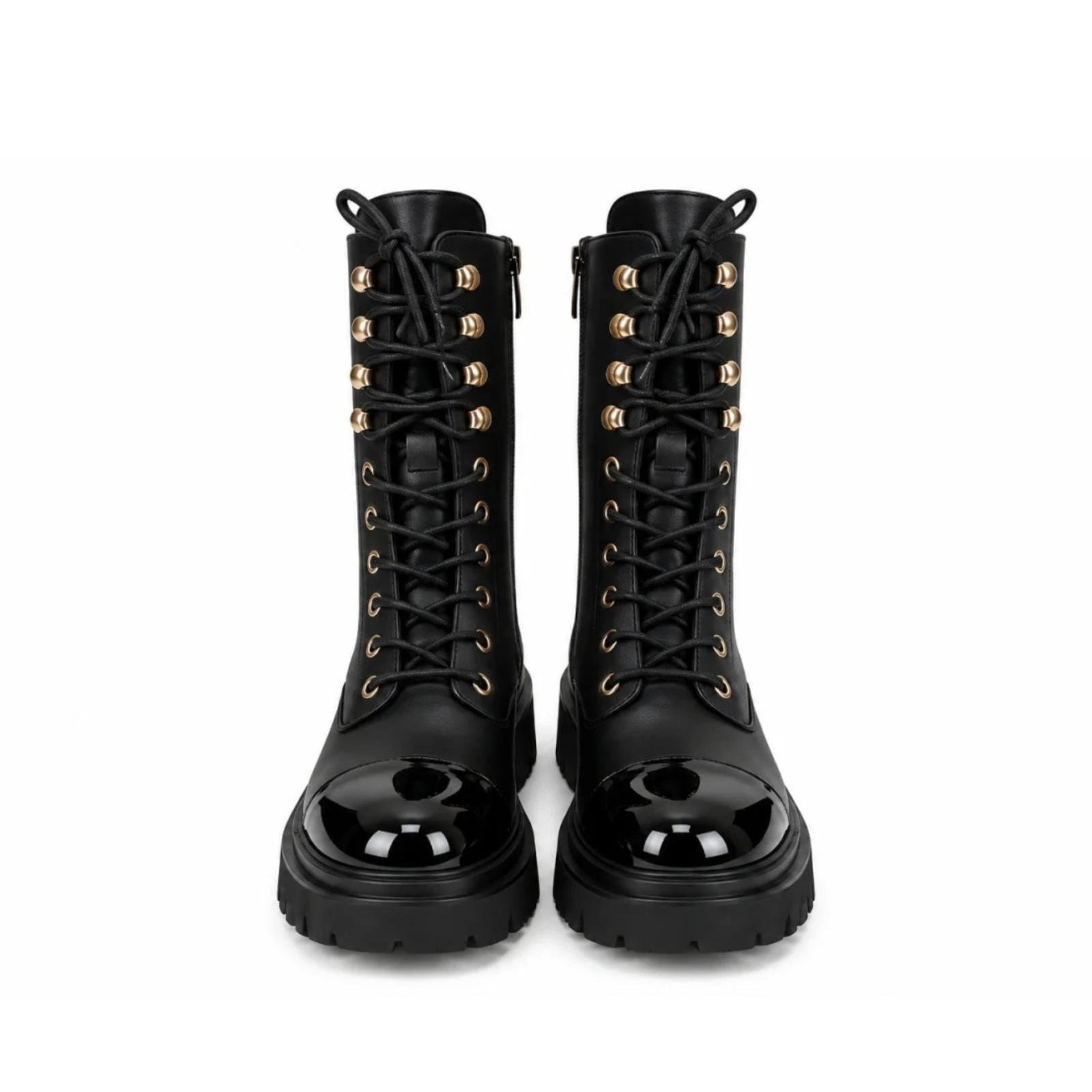 Ženske ravne čizme sa pertlama - LH562600-BLK