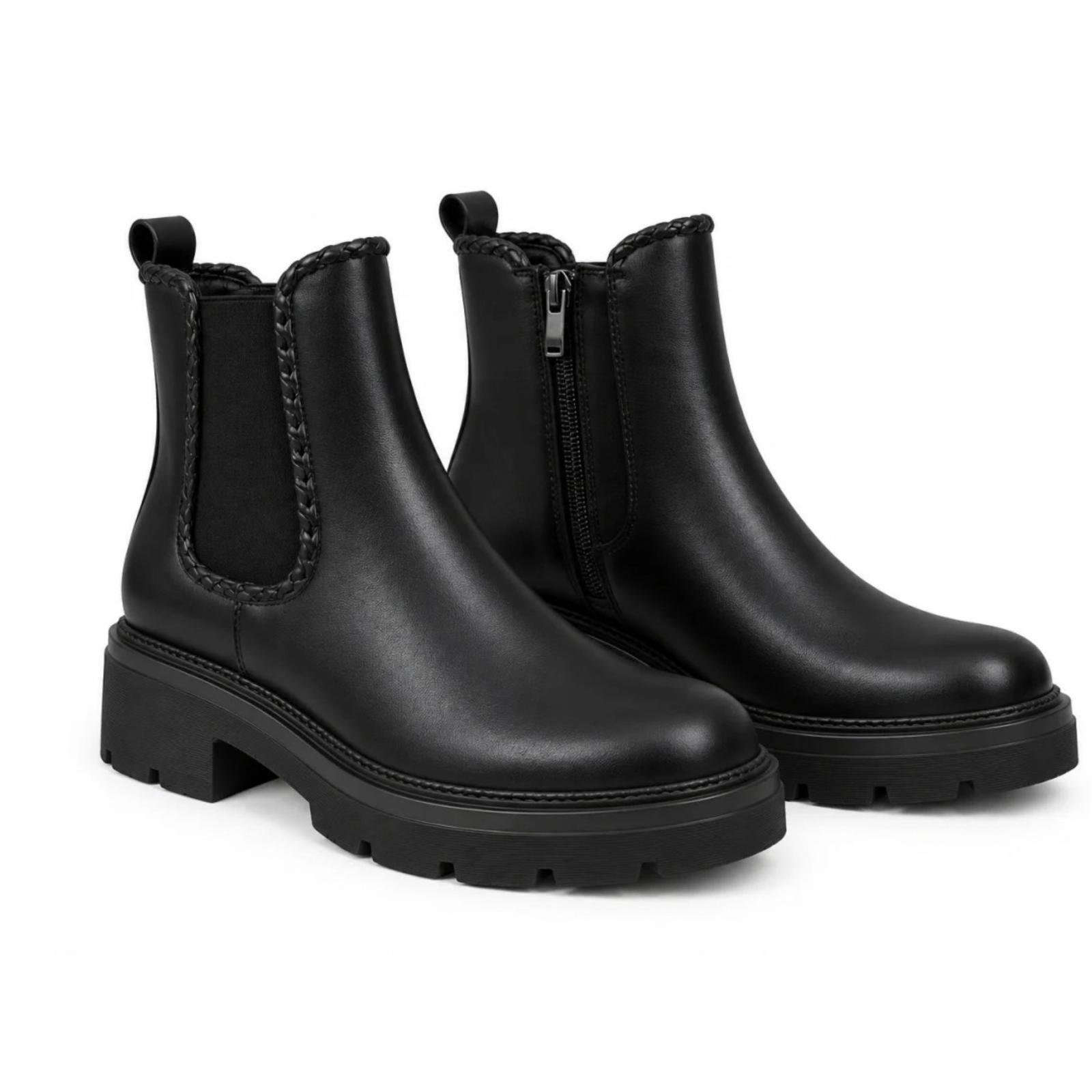 Ženske čizme sa elastičnim detaljima - LH352610-BLK-PU