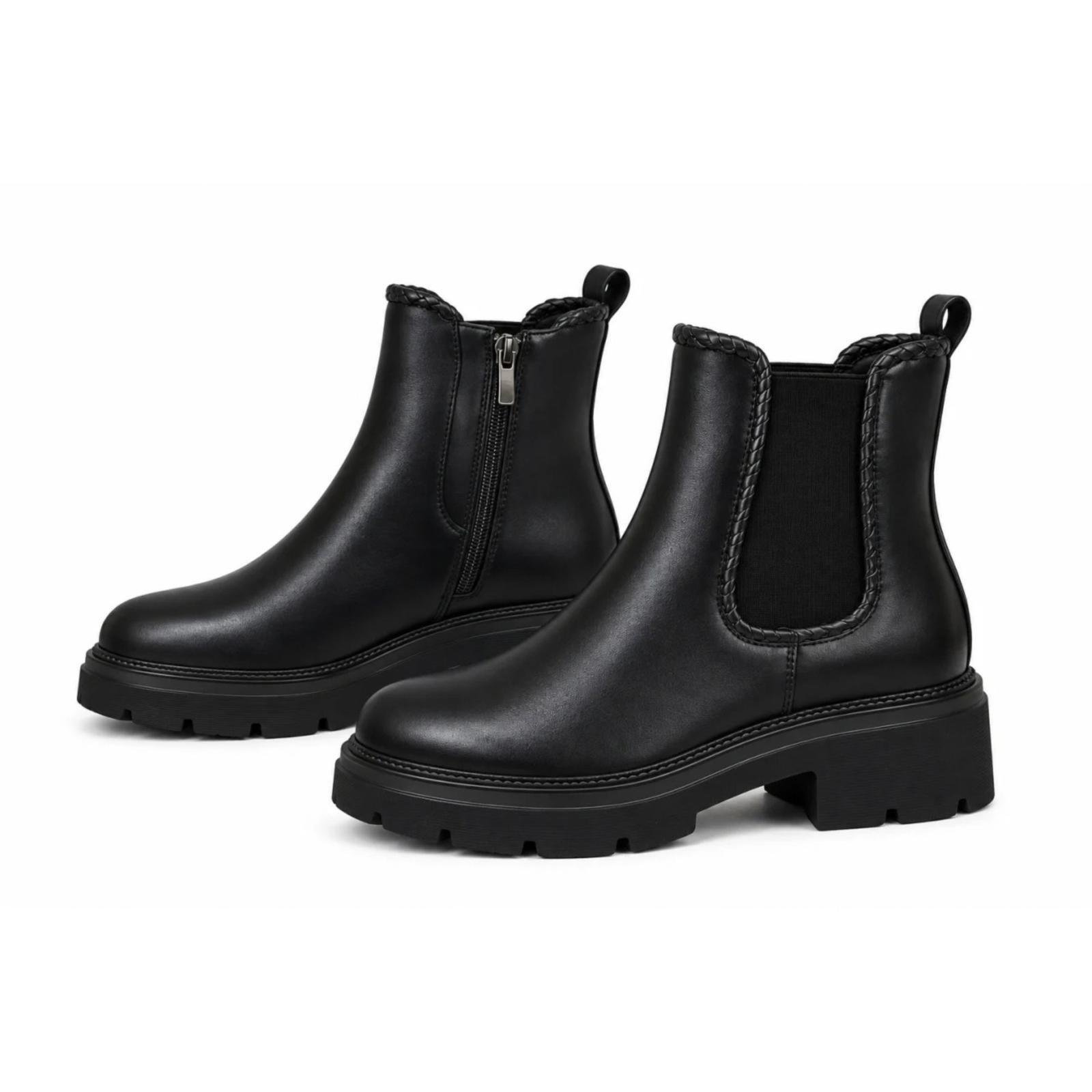 Ženske čizme sa elastičnim detaljima - LH352610-BLK-PU