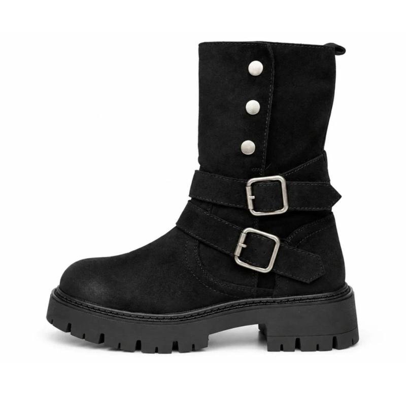 Ženske čizme sa ukrasnim kaiševima - LH052608-BLK