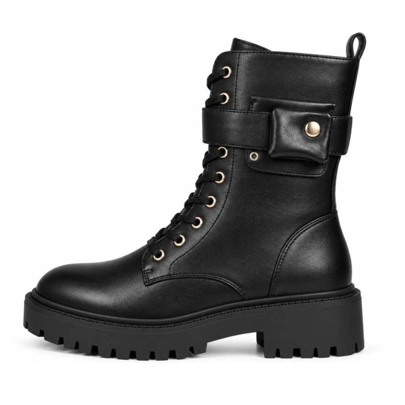 Ženske čizme sa pertlama i naglašenim đonom - LH052610-BLK