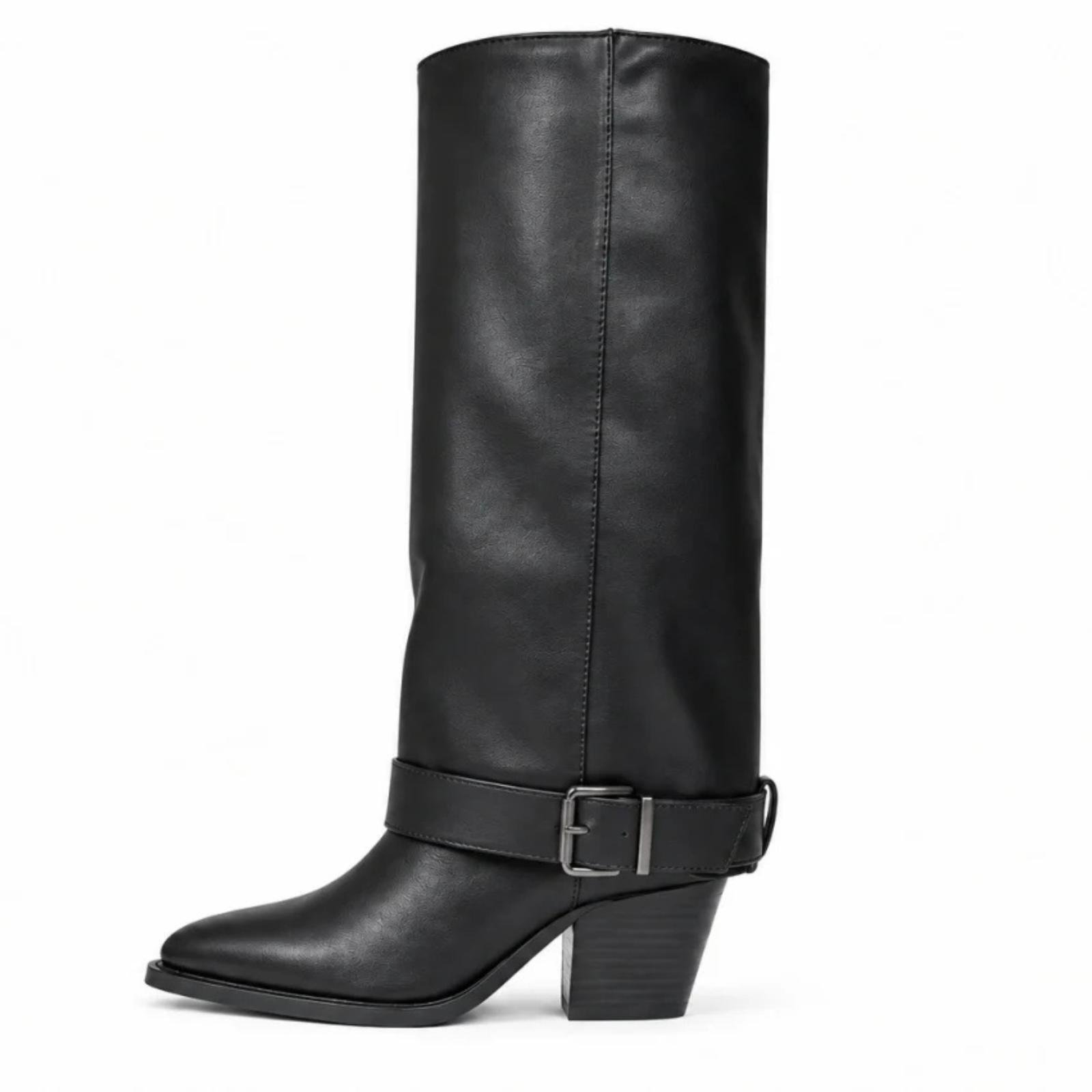 Ženske kaubojke sa štiklom - LX562623-BLK-PU
