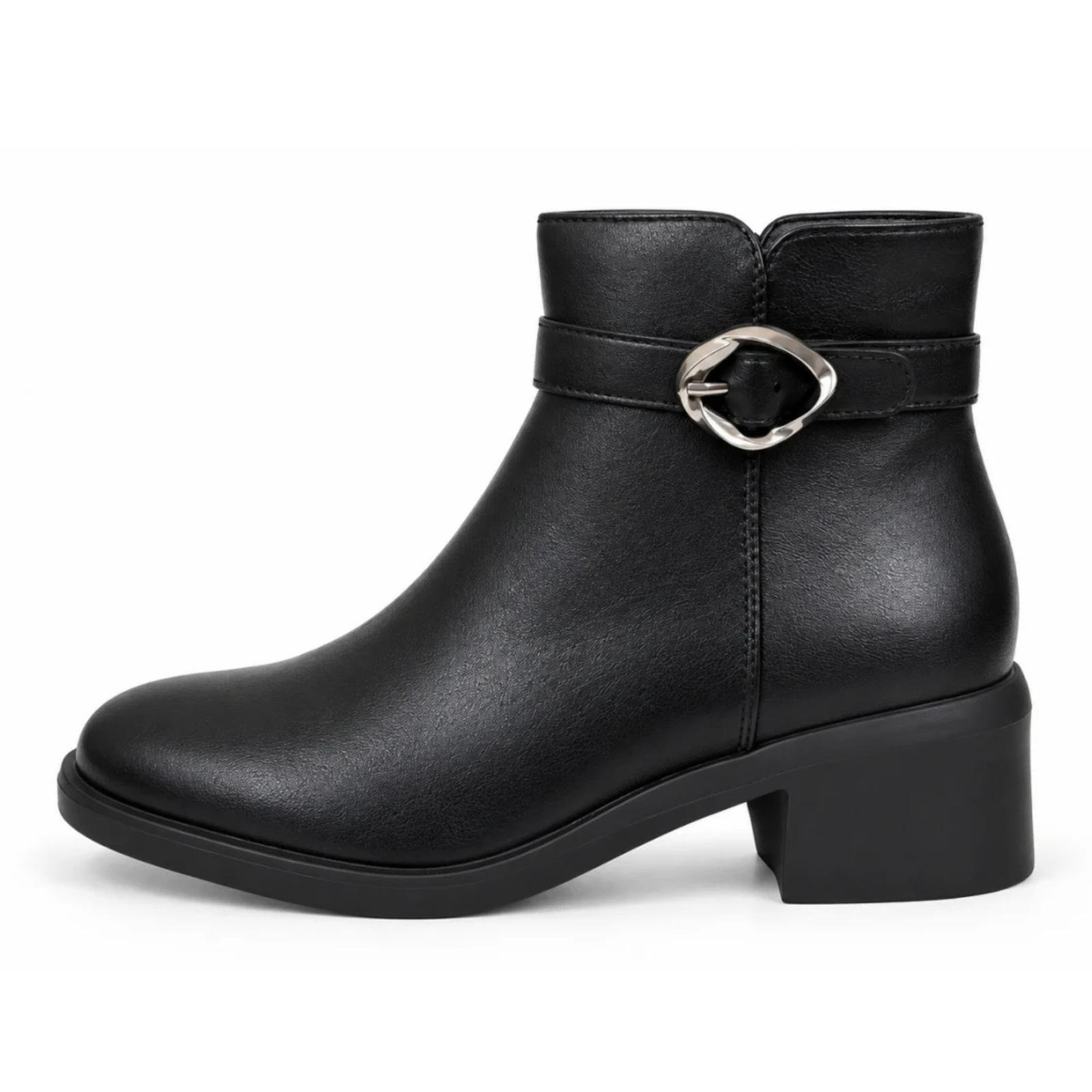 Ženske čizme kratke sa elegantnom kopčom - LH622621-BLK