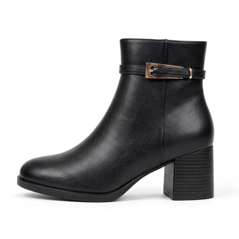 Ženske čizme sa dekorativnim kaišem - LH622622-BLK